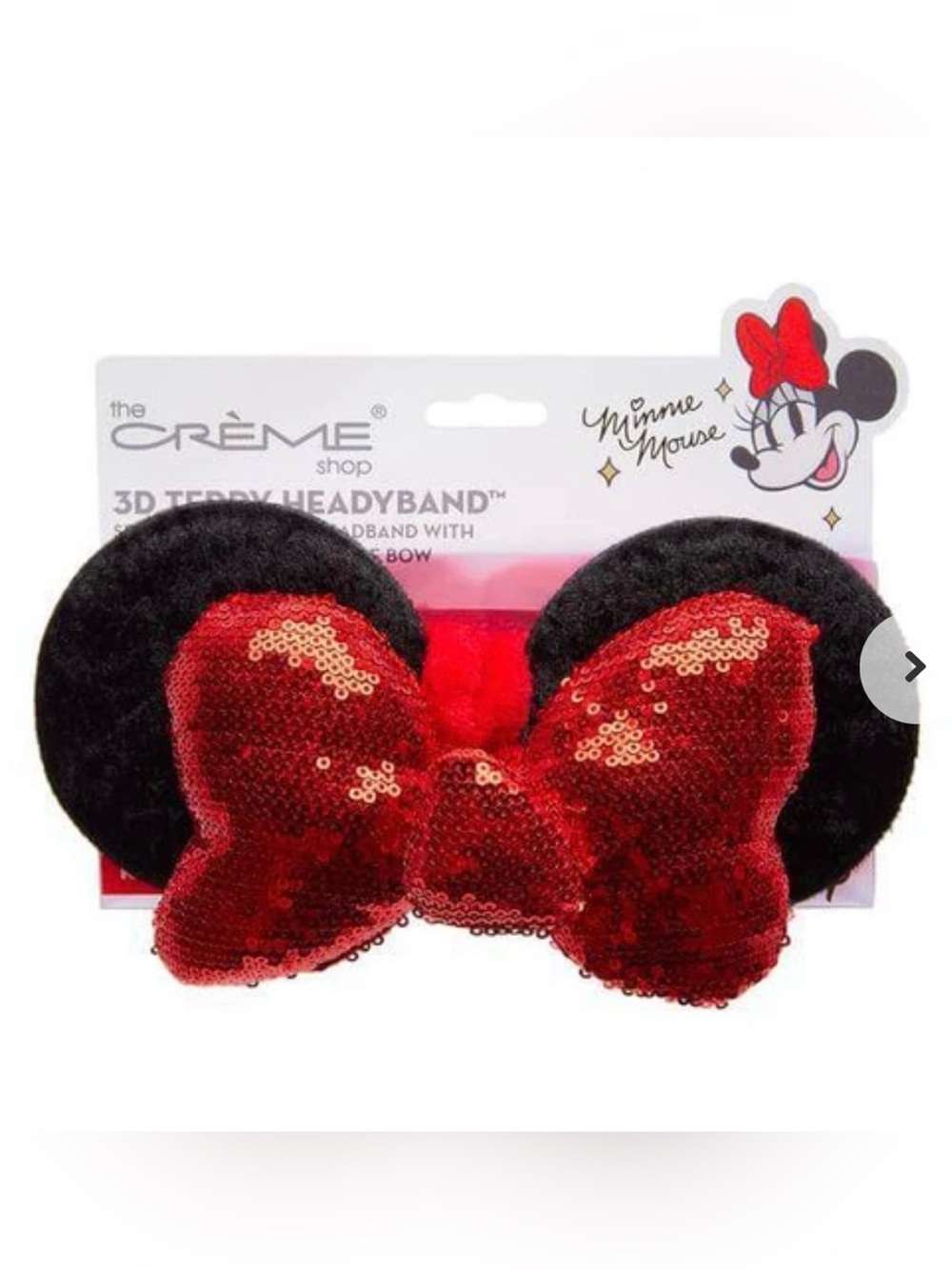 The Crème Shop Minnie Mouse 3D Terry Headband with Red Sequin Bow